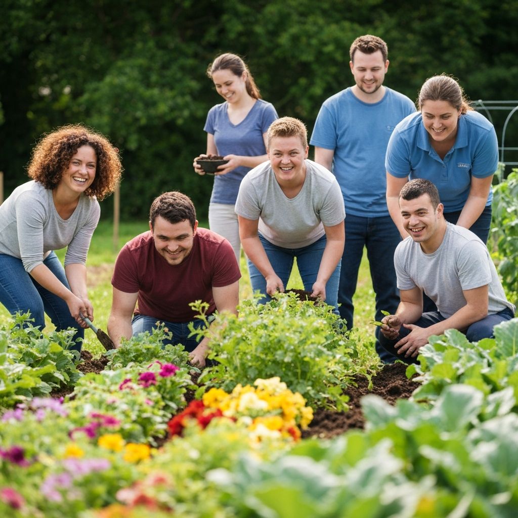 Community members and support workers participating in outdoor activities together