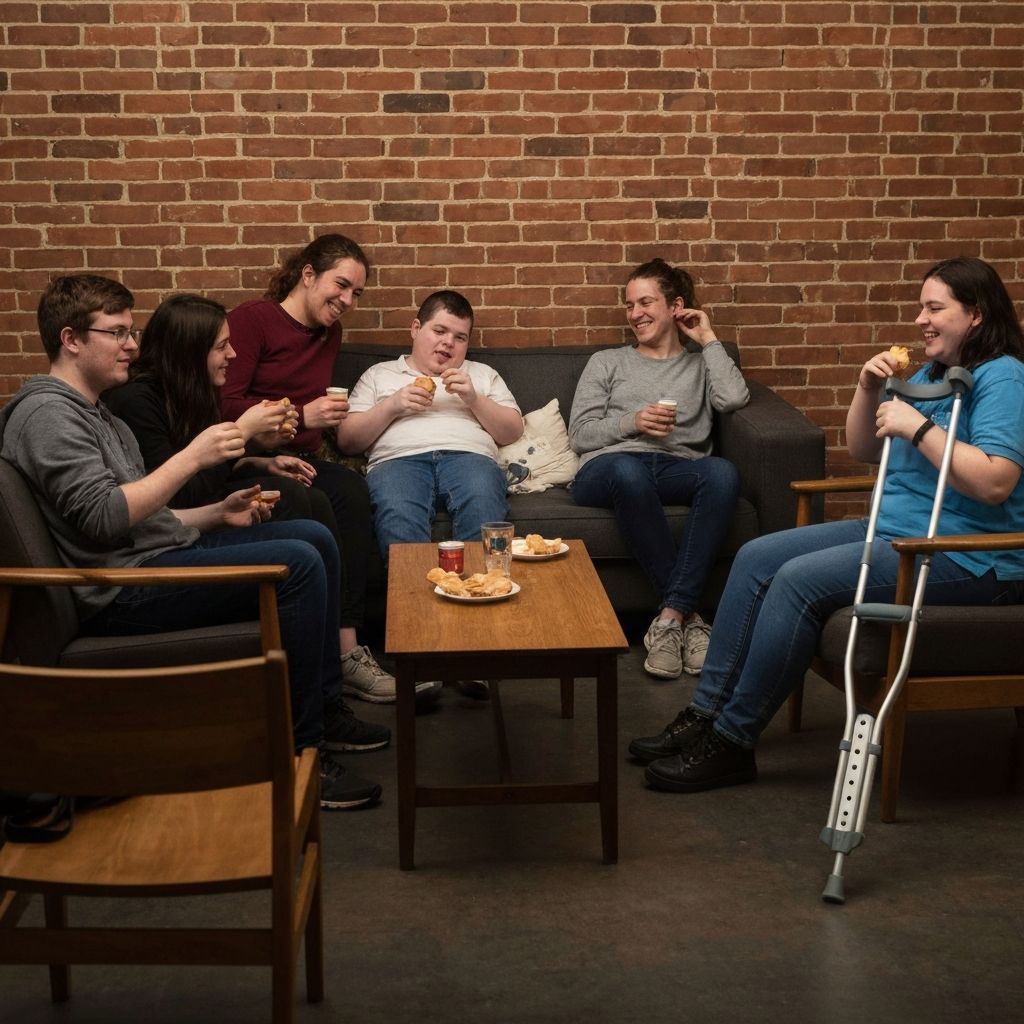 Group of people building friendships and connections in the community